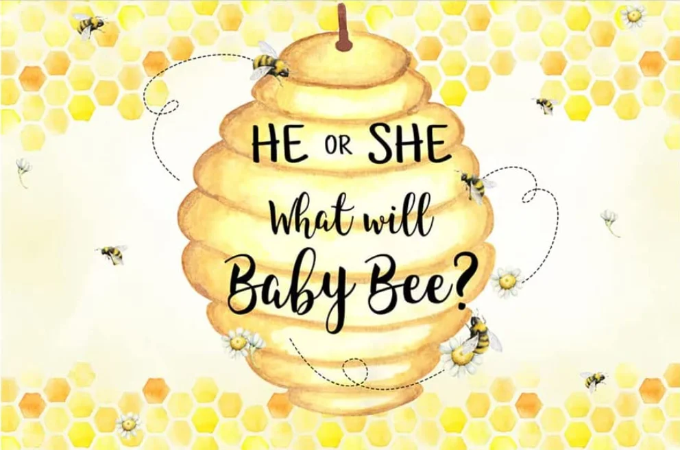 Bee Gender Reveal Backdrop Bee Theme He or She Backdrop Honeycomb Baby Shower Background for Party Yellow Sweet Bee Birthday