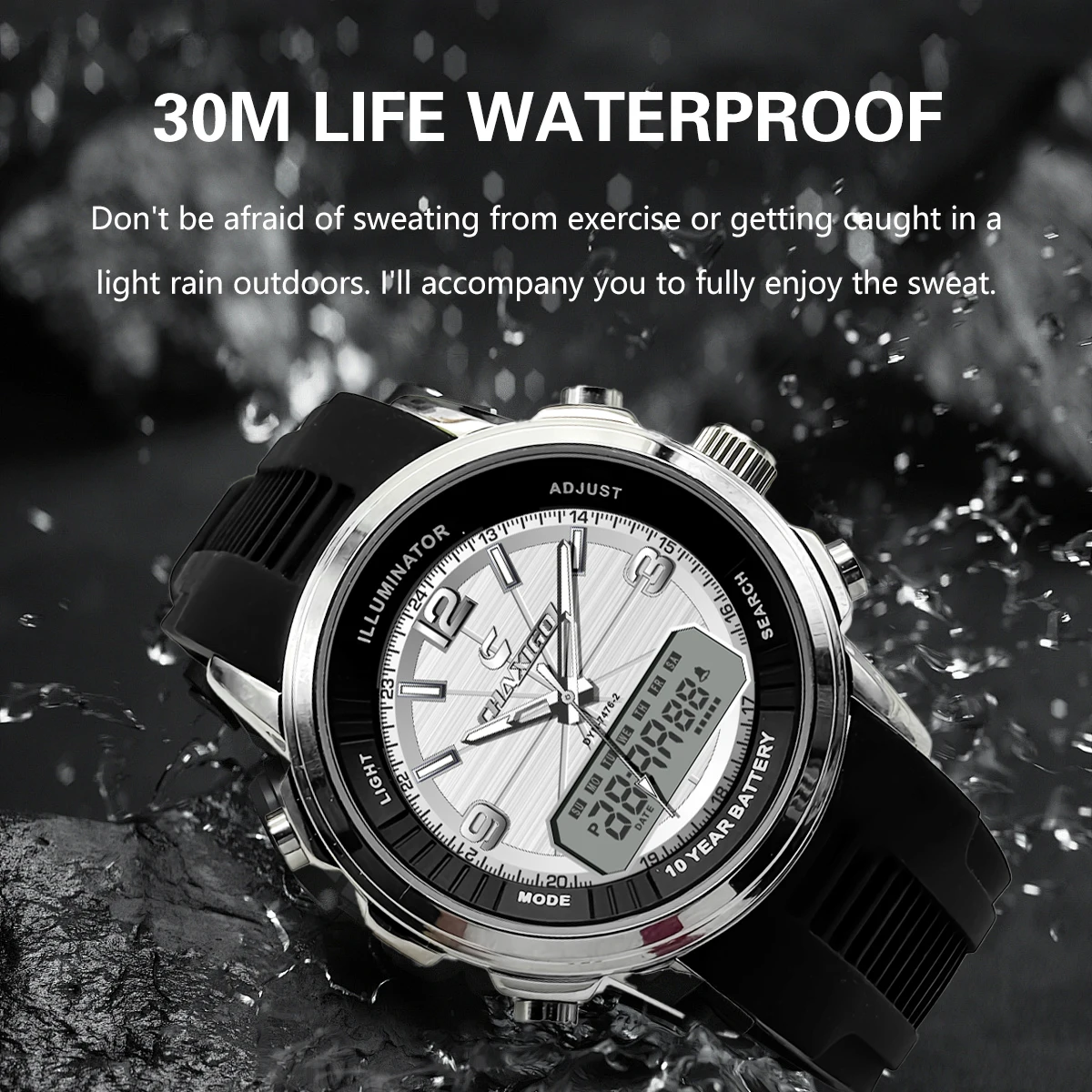 CHAXIGO 7476 Business Quartz Men's Watch Waterproof Calendar Luminous Dual Display Watches for Men Montres Hommes Reloj Hombre