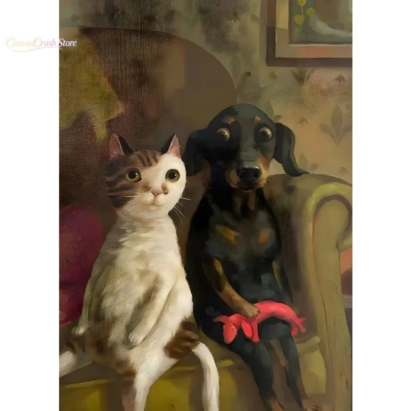 Funny Animals Personify Poster Print Cat Dog Rabbit Hamster Eat Something Canvas Wall Art for Living Room Home Decor 2026