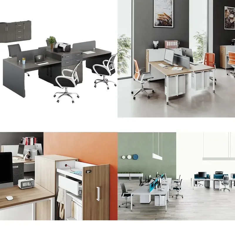 Contemporary Ergonomic White Modular Office Desk Splice Design DIY Assembly Modern Computer Workstation for Office Building