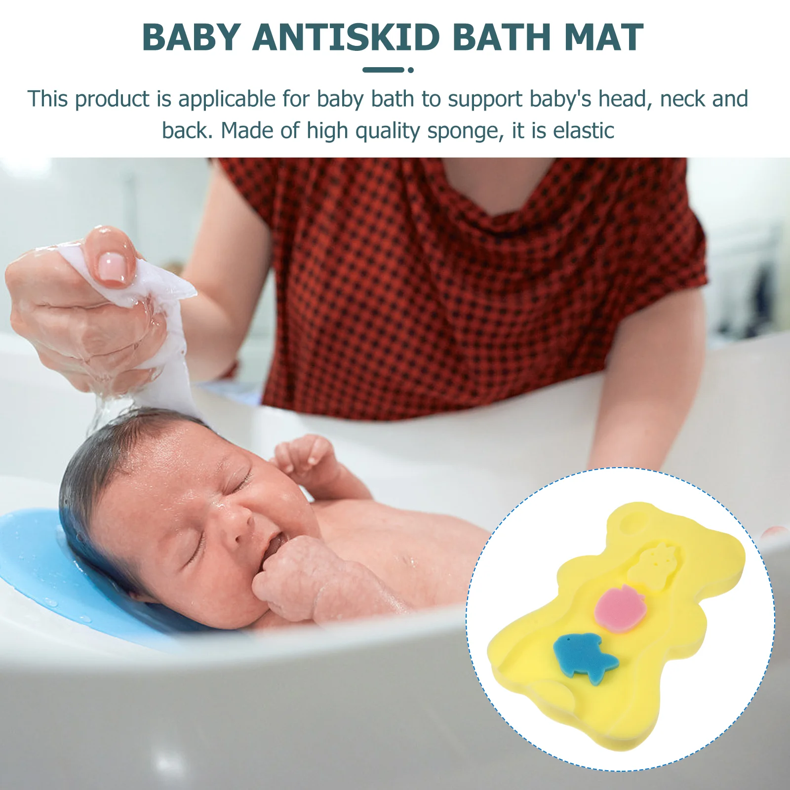 Baby Bath Mat Newborn Sponge Bathtub Skin-friendly Cleaning Body Support Infant Car Seat