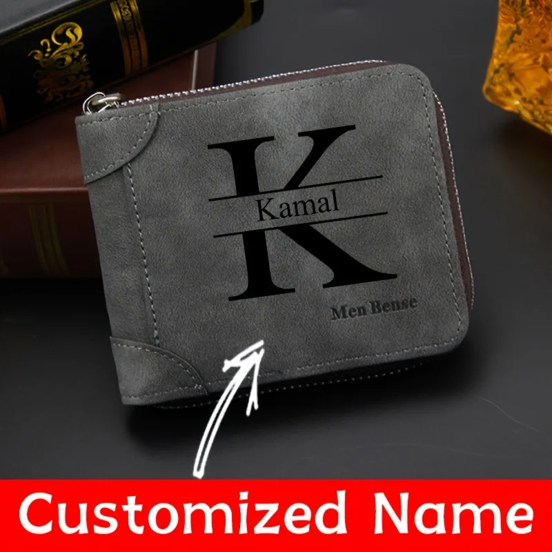 Personalized Engraved Men's Wallet Fashion Frosted Men's Multi-card Slot Coin Purse Gift for Him Husband/Boyfriend Anniversary