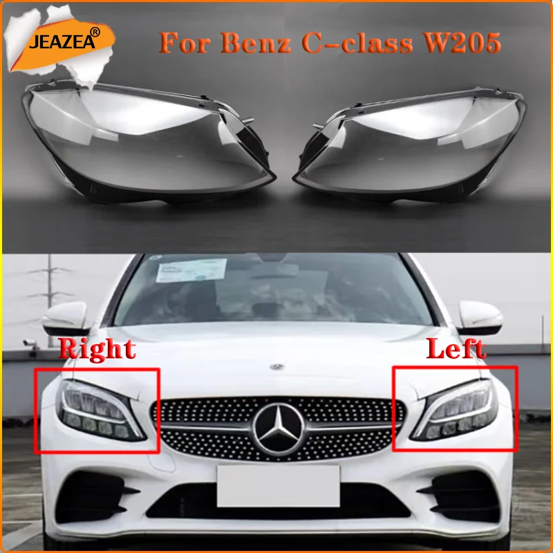 

JEAZEA Car Front Headlight Cover For Mercedes-Benz C-Class W204 W205 2007-2020 Headlamp Lampshade Head Lamp Light Glass Shell