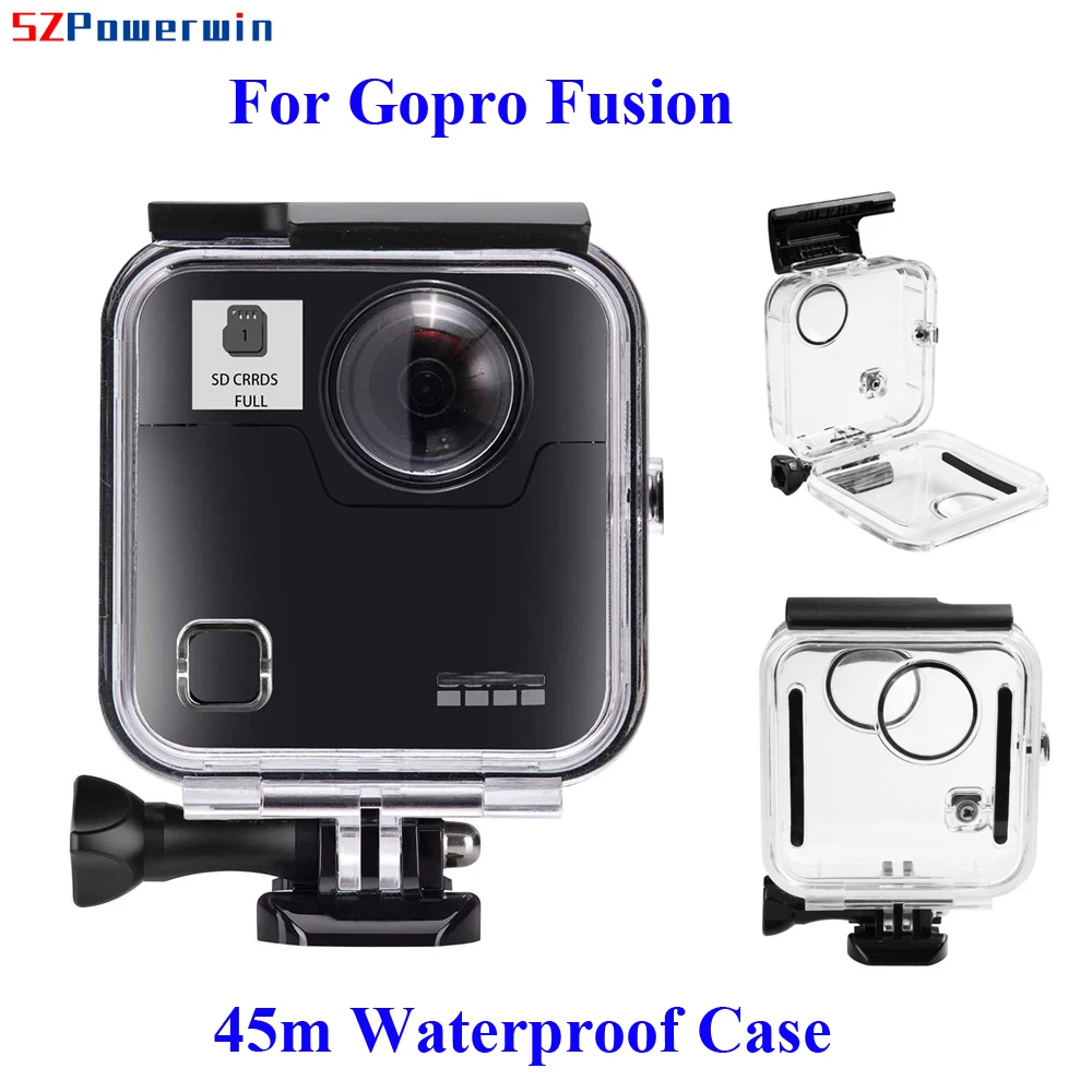 

Powerwin For GoPro Fusion 45M Waterproof Housing Case 360° Panoramic Camera Underwater Diving Shell Protection Cover Screw Mount