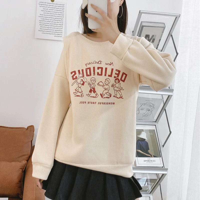 Maternity Spring Autumn Sweatshirt Pullover Left And Right Side Openings Breastfeeding Character Nursing Print Sweaters Clothes