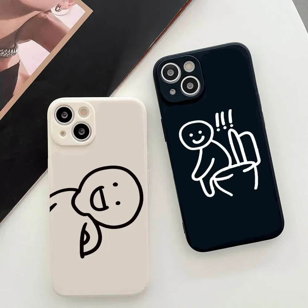 Cute Funny Couple Phone Case for IPhone 11 14 12 Mini 13 15 Pro MAX XS XR 7 SE2 X 8Plus Lover Paired Shockproof Soft Cover Funda