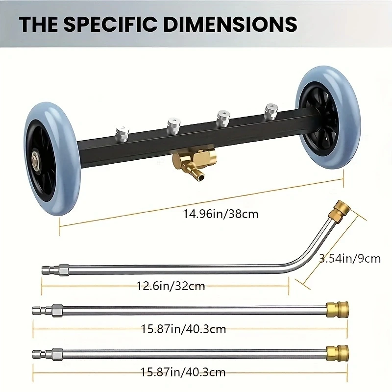 1 set 4000 PSI Undercarriage Pressure Washer with Surface Cleaner Attachment,4 Nozzles, and 3 Extension Rods - Clean Your Vehicl