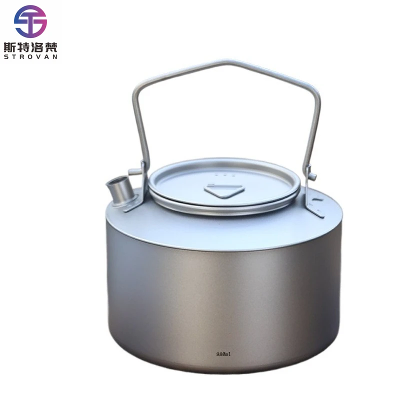 

Pure Titanium Kettle Outdoor Camping Portable Teapot Camping Tea Set Titanium Alloy Boiling Water