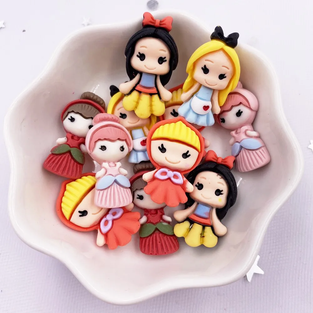 10 stks Kleurrijke Hars Mini Meisje Prinses Anime Plaksteen Cabochon Scrapbook Craft DIY Accessoire Decor Beeldje Ambachten OM16