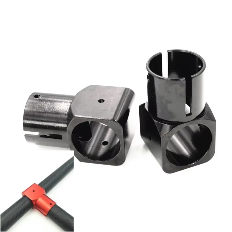 Tube de trépied en T à trois voies, train d'atterrissage en aluminium 16 20 25 30mm, pièces de Tube en Fiber de carbone pour bricolage Drone quadrirotor Multicopter 4 pièces