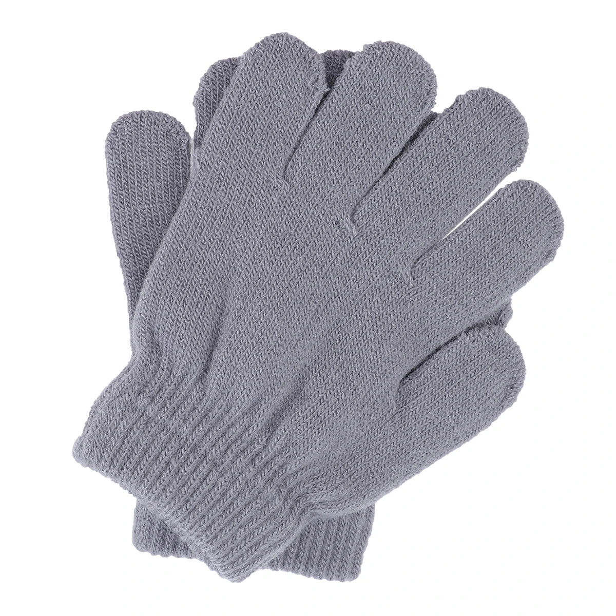 

Warm Kids Winter Gloves 4-12 Years Old Gray Stretchy Knit Full Finger Handmade Washable Lightweight Outdoor Bus Park
