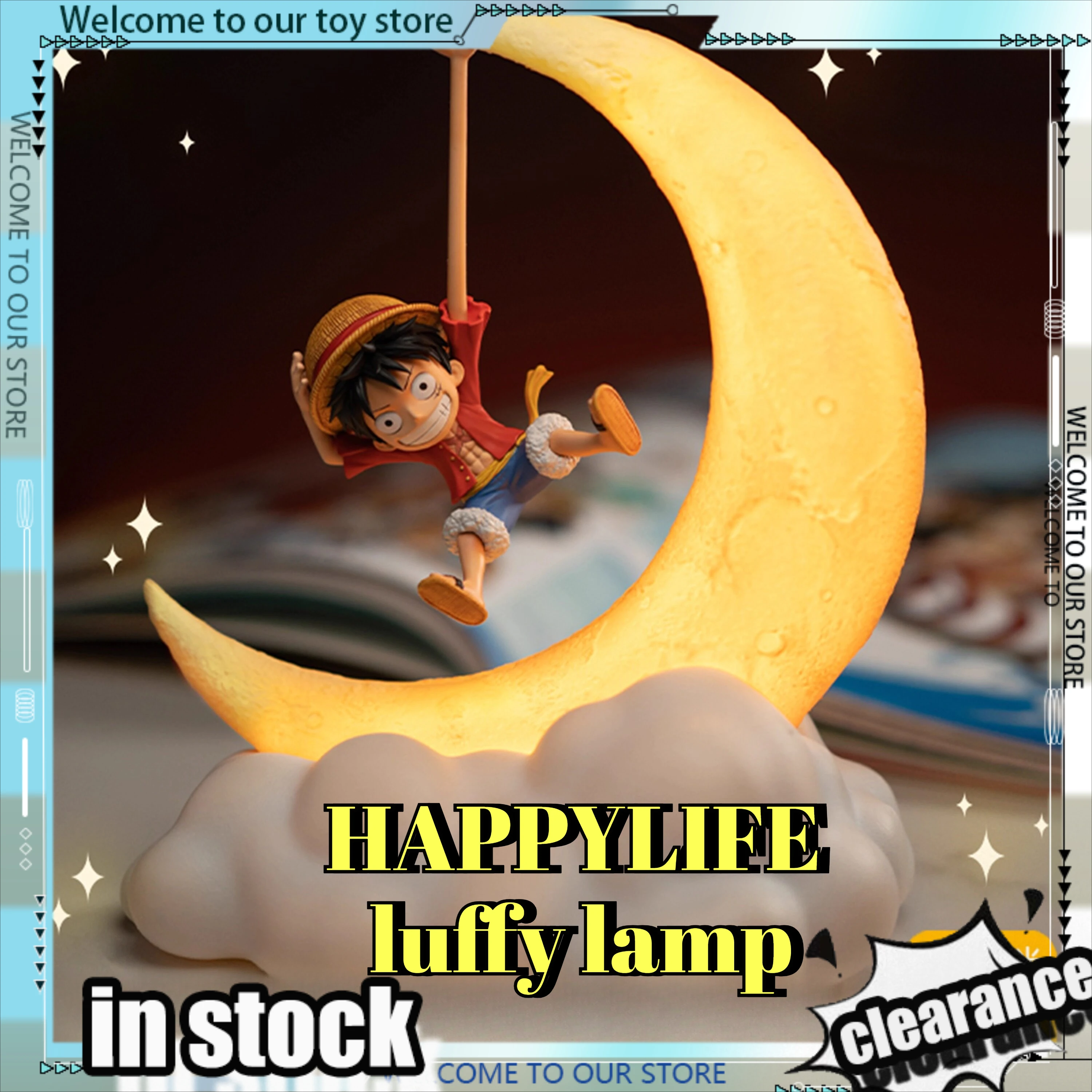 

Оригинальная коллекционная фигурка HAPPYLIFE One Piece 20 см Луффи с лампой, милая модель-кукла, игрушка, подарок, настольная лампа