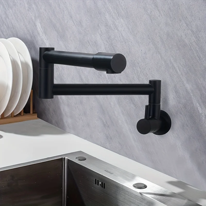 صنبور المطبخ المثبت على الحائط -360 ° مخرج مياه دوار، تصميم قابل للتمديد، ملحق حوض غسيل الخضروات #4