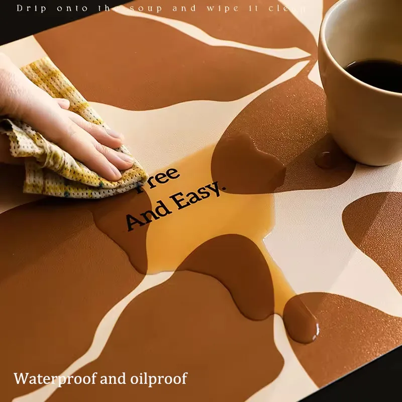 2Pcs Washable Insulation PVC Placemat Plates Below Non-slip Waterproof Individual Table Mat For Kitchen Dinner Print Mouse Pad