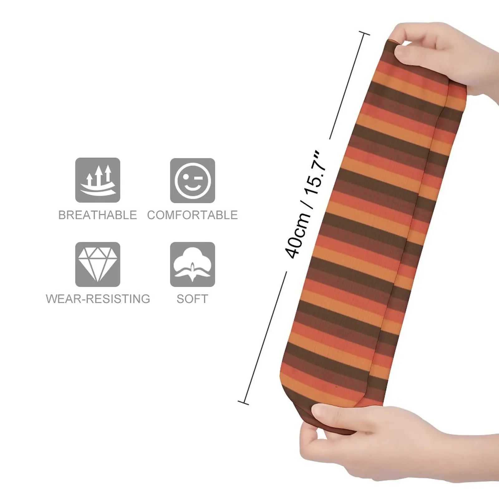 Cool Retro 70S Print Stockings Brown Orange Stripes Pattern Retro Socks Winter Non Slip Socks Female Outdoor Quality Socks