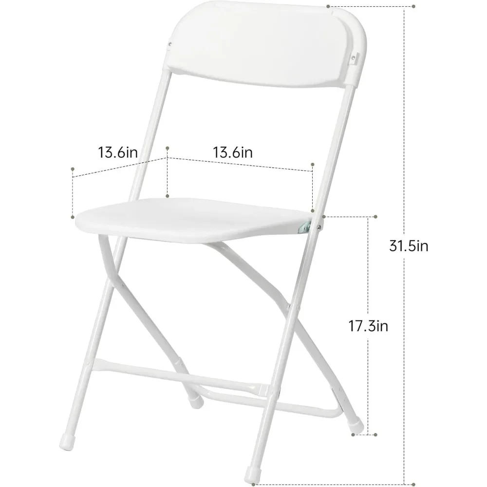 Silla plegable ligera de plástico, asiento cómodo para eventos, color blanco, paquete de 10 unidades