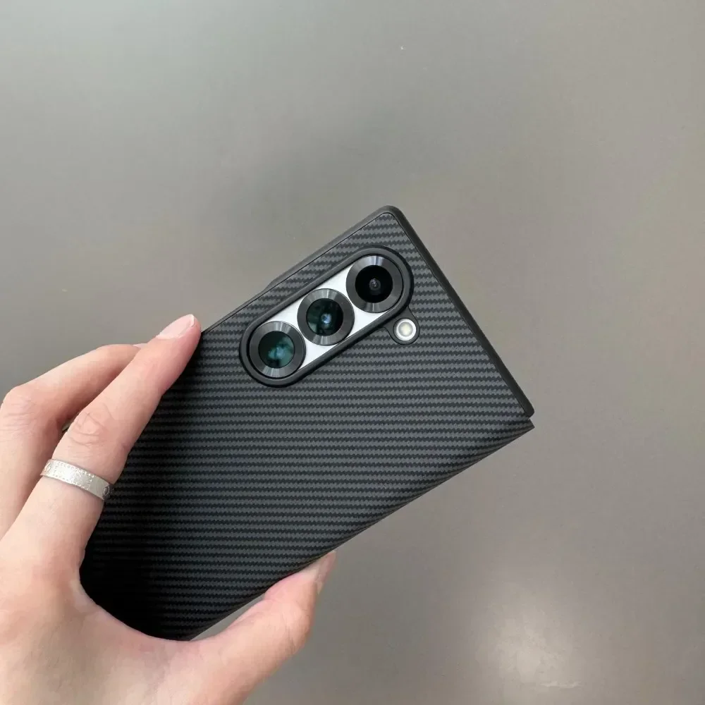 Luxury Matte Carbon Fiber Pattern Leather Folding Holder Case For Samsung Galaxy Z Fold 6 5 4 Shockproof Hard Cover Accessories image 5