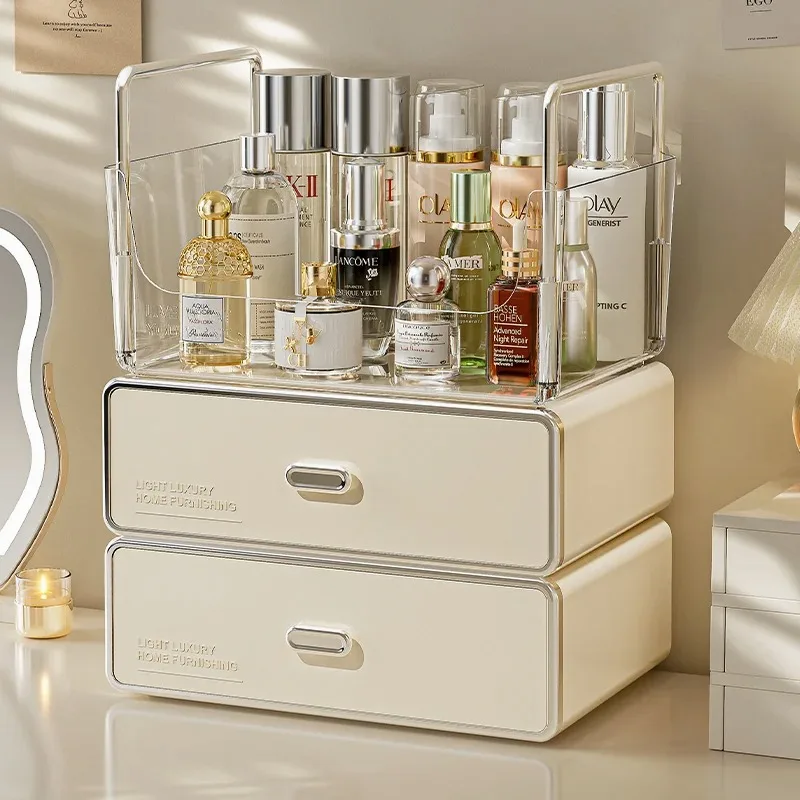 Multi-Functional Desktop Cosmetic Organizer & Makeup Storage Box with Drawers, Ideal for Home, Stationery & Tea Cup Storage Rack