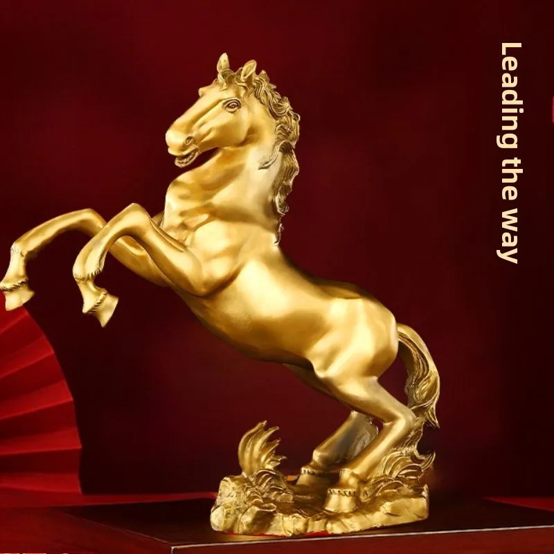 

Chinese Style Brass Horse Statue Auspicious Lucky Sculpture Home Decor for Living Room Business Opening Gift for Shop and Office