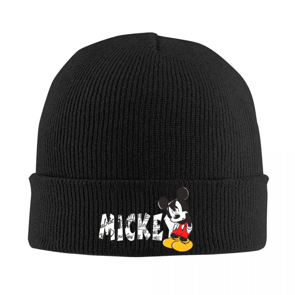 Mickey Mouse Animation Bonnet Hats Minnie Mouse Cartoon Comic Knit Hat Female Male Street Thermal Beanie Hats Autumn Winter Cap