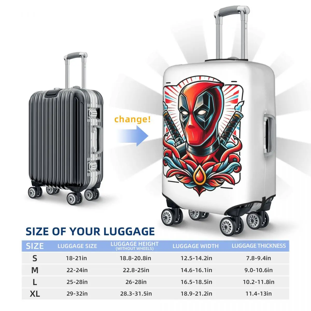 Capa de bagagem personalizada do filme Deadpool, capa protetora engraçada para mala, terno para 18-32 polegadas