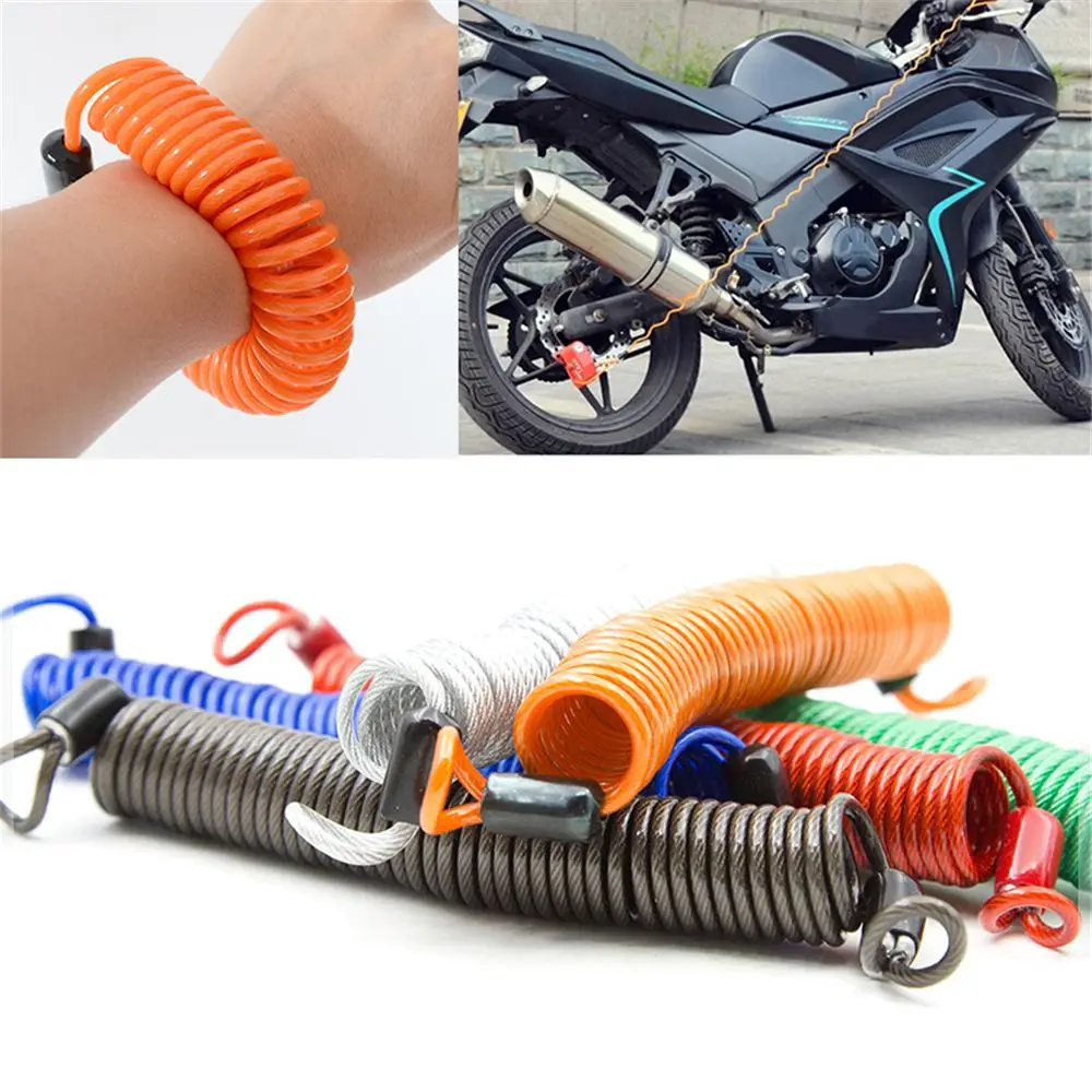 2.5m Safety Anti-theft Disc Brake Scooter Bicycle Lock Rope Bold Spring Cable Helmet Wire Motorcycle Alarm