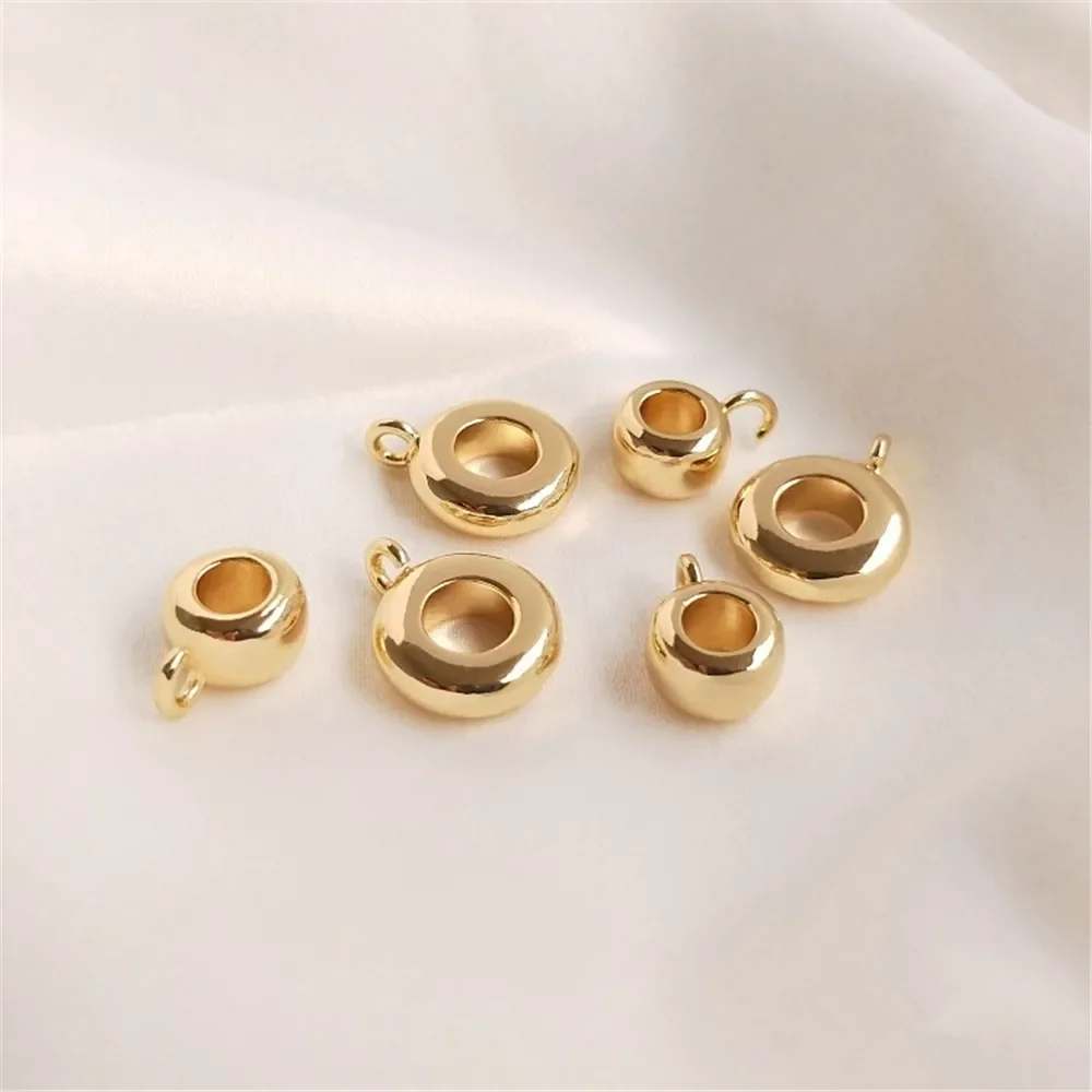 

14K Gold Plated Copper plated real gold separator bead wheel open ring hanging ring DIY bracelet hand string accessories