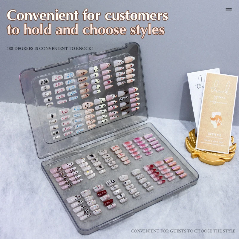 1 pz Press On Nail Scatole di immagazzinaggio per imballaggio Tabellone per unghie finte Espositori per manicure Contenitore per accessori per manicure