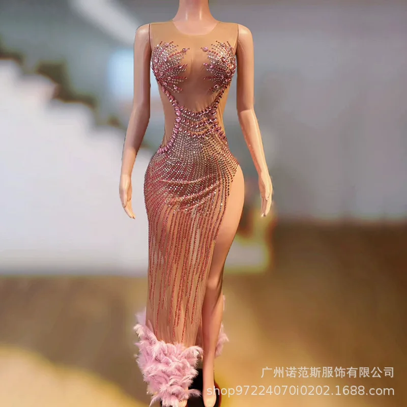 Abito sexy in rete prospettiva Cocktail Party Serata Banchetto Host Performance Dress Abiti Para Graduación Mini Vestido Sexy Hot