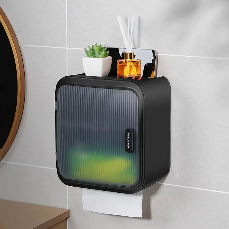 

Perforated wall mounted bathroom storage rack, roll paper toilet paper drawer, tissue box paper towel holder toilet paper holder