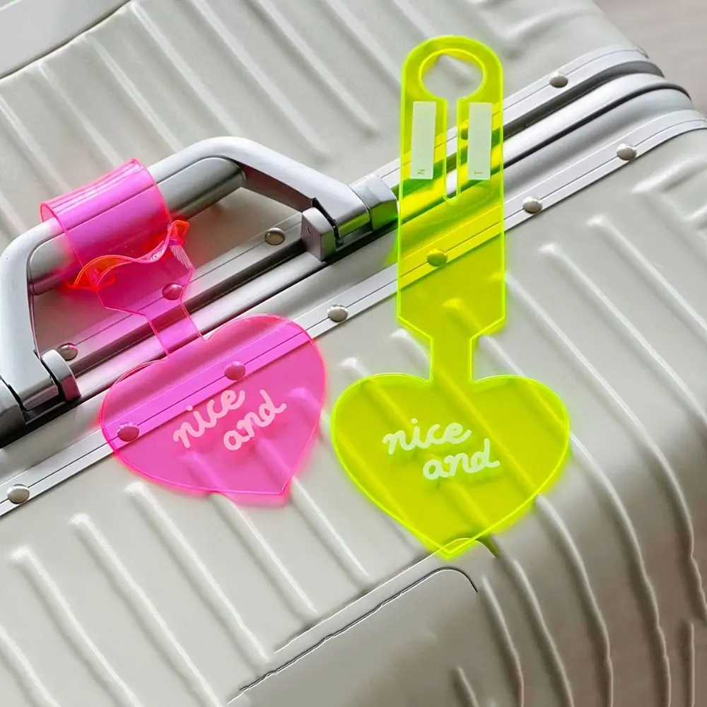 Colorful Love Shape Luggage Tag Airplane Suitcase Tag Boarding Pass Fluorescent Baggage Tag Consignment Identification Tag