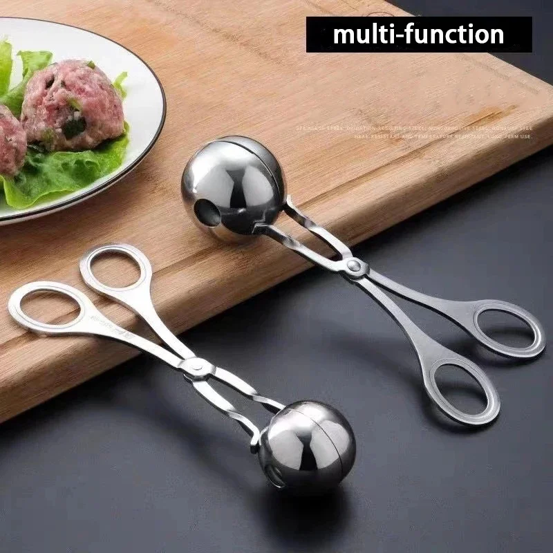 Stainless Steel Meat Ball Maker Clip, Non-Stick Round Meatball Shaper Mold, Stuffed Rice Ball Making Spoon Kitchen Gadget