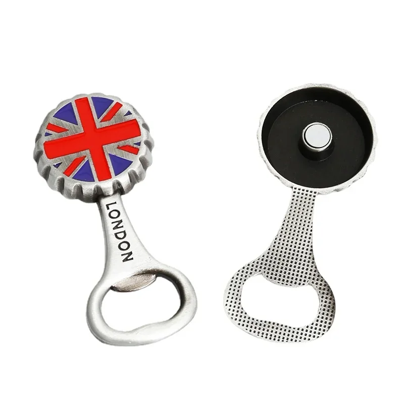 Funny Bottle Opener Magnet for Refrigerator European Cup British Flag Bottle Cap Shape Beer Openers Ornaments Home Decoration