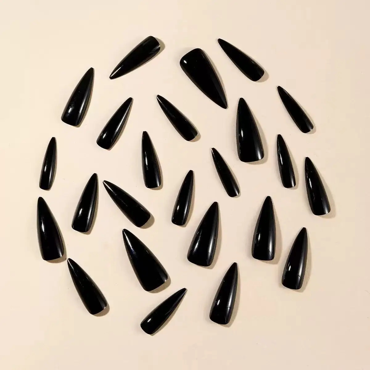 Transform Your Nails With 24pcs Extra Long Stiletto French Style Modern Classic Simple BLACK Solid Color Full Cover Fake Nail Ki