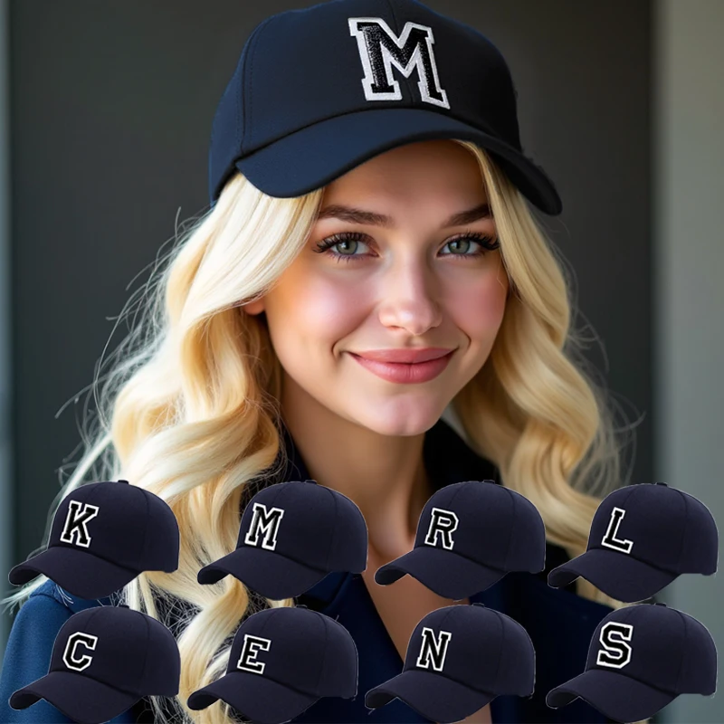 Gorra de béisbol con letras de 1 pieza, A,B,J,K,R,M,P,S, gorra versátil de moda, adecuada para deportes al aire libre, uso diario, fiesta