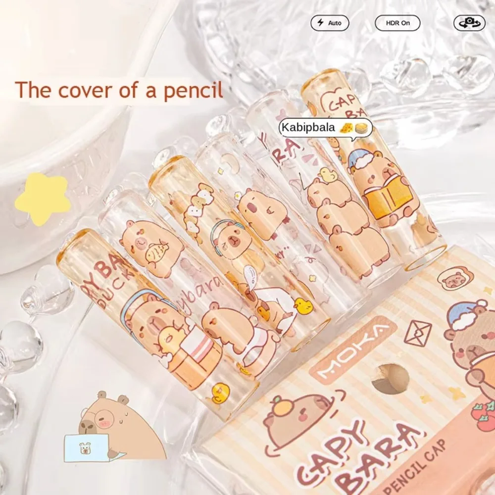 New Student Supplies Capybara Pen Cover Cute Stationery Items Pen Cap Plastic Pencil Extender