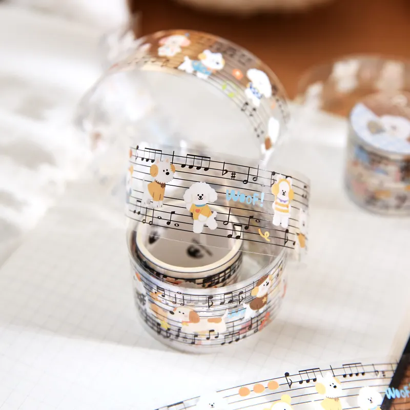 1 لفة لطيف الحيوانات الأليفة الموسيقى النتيجة موضوع PET الشريط لسكرابوكينغ DIY بها بنفسك كلية جراب هاتف دفتر الديكور