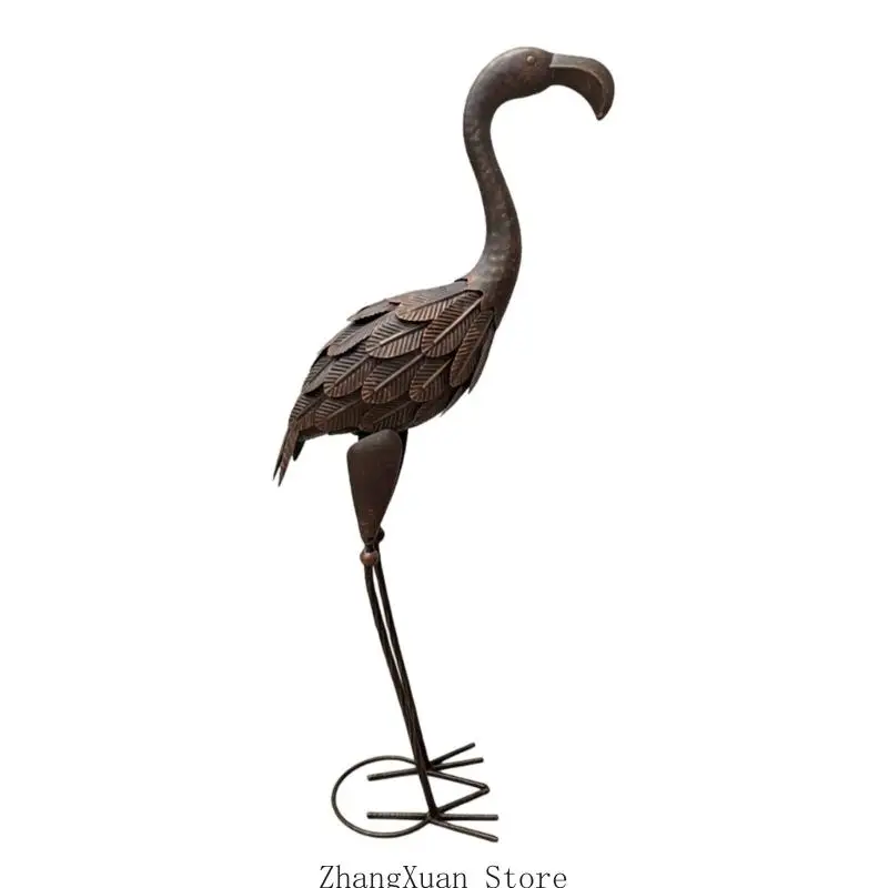 Gartenvogelstatue aus Eisen mit überlappenden Körperteilen für die Hofpräsentation 3XUF – Detail 9