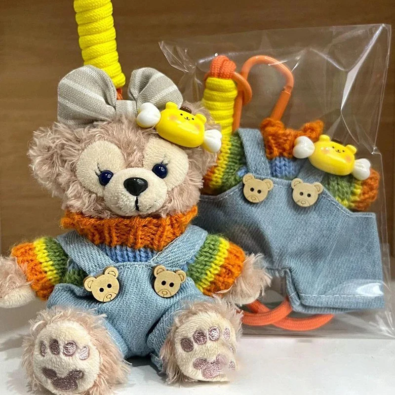 Hot 10cm Blue Denim Skirt Sherry Mei Bag Pendant Duffy Bear Plush Toy Car   Keychain Backpack Ornament Girl Collect Decor Toy Gi