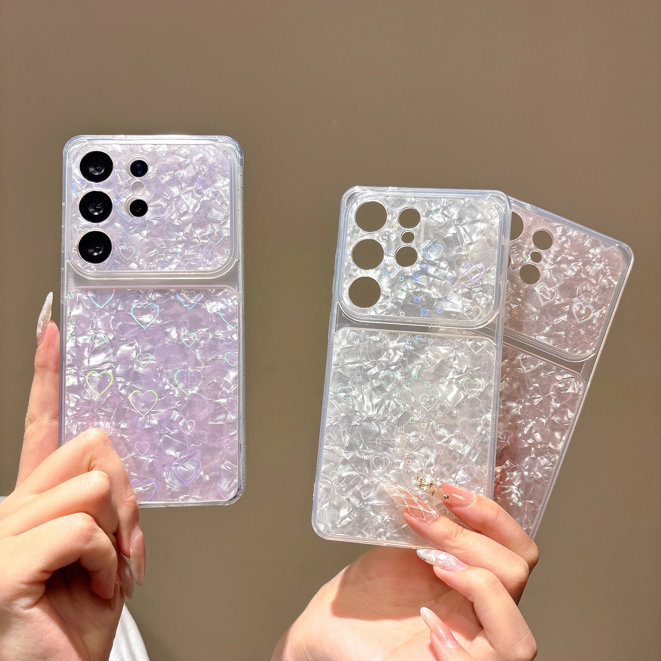 Handyhülle für Samsung Galaxy S26 S25 S24 S23 S22 Ultra Plus FE A57 A37 A56 A36 A55 A35 Glitzer Farbverlauf Herz-Muster