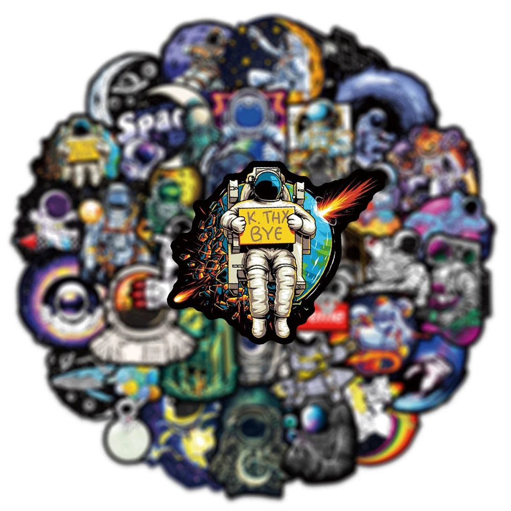 10/30/50pcs Cool Outer Space Astronaut Stickers Cartoon Decals Decoration Skateboard Phone Laptop Graffiti Sticker for Kids Toy