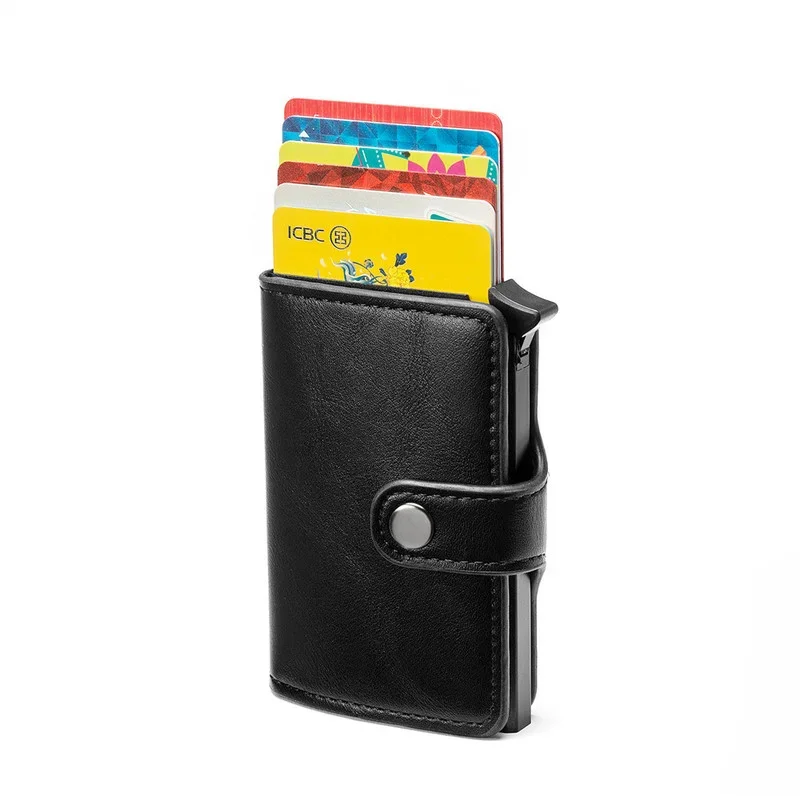 Dropshipping RFID Aluminum Box Men Credit Card Box Automatic Hasp Cardholder Slim Organizer Designer Business Smart ID Card Case