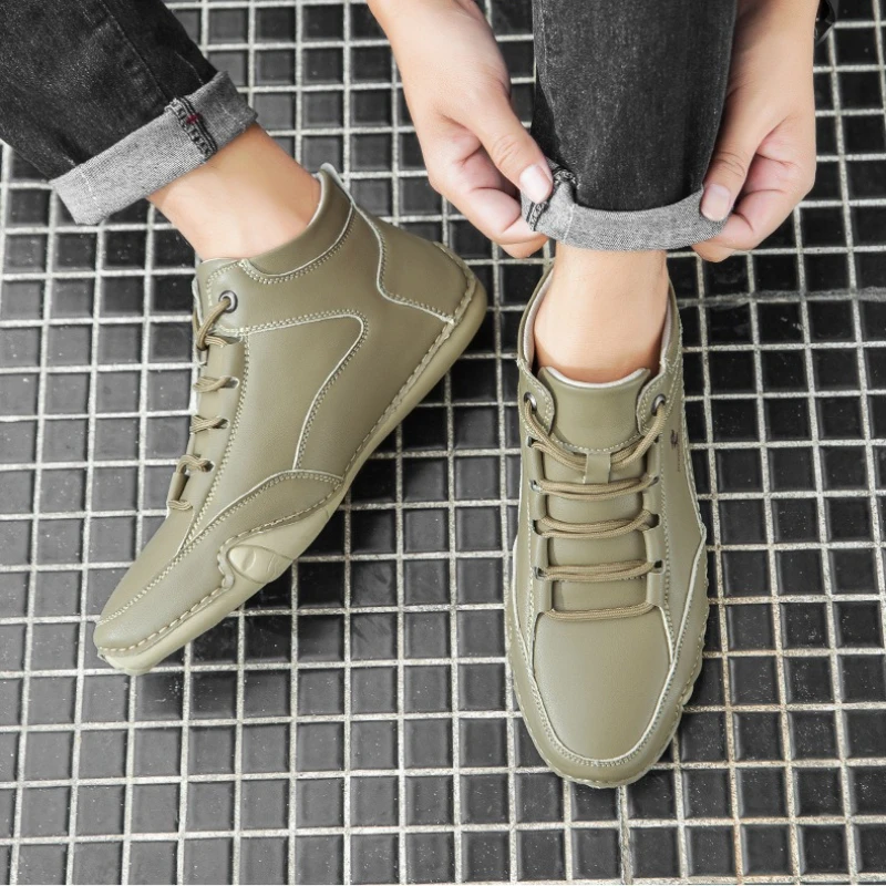 

Новинка 2023 года, кожаная повседневная обувь, кроссовки для мужчин, модные уличные прогулочные лоферы, удобная обувь, роскошные мужские ботильоны