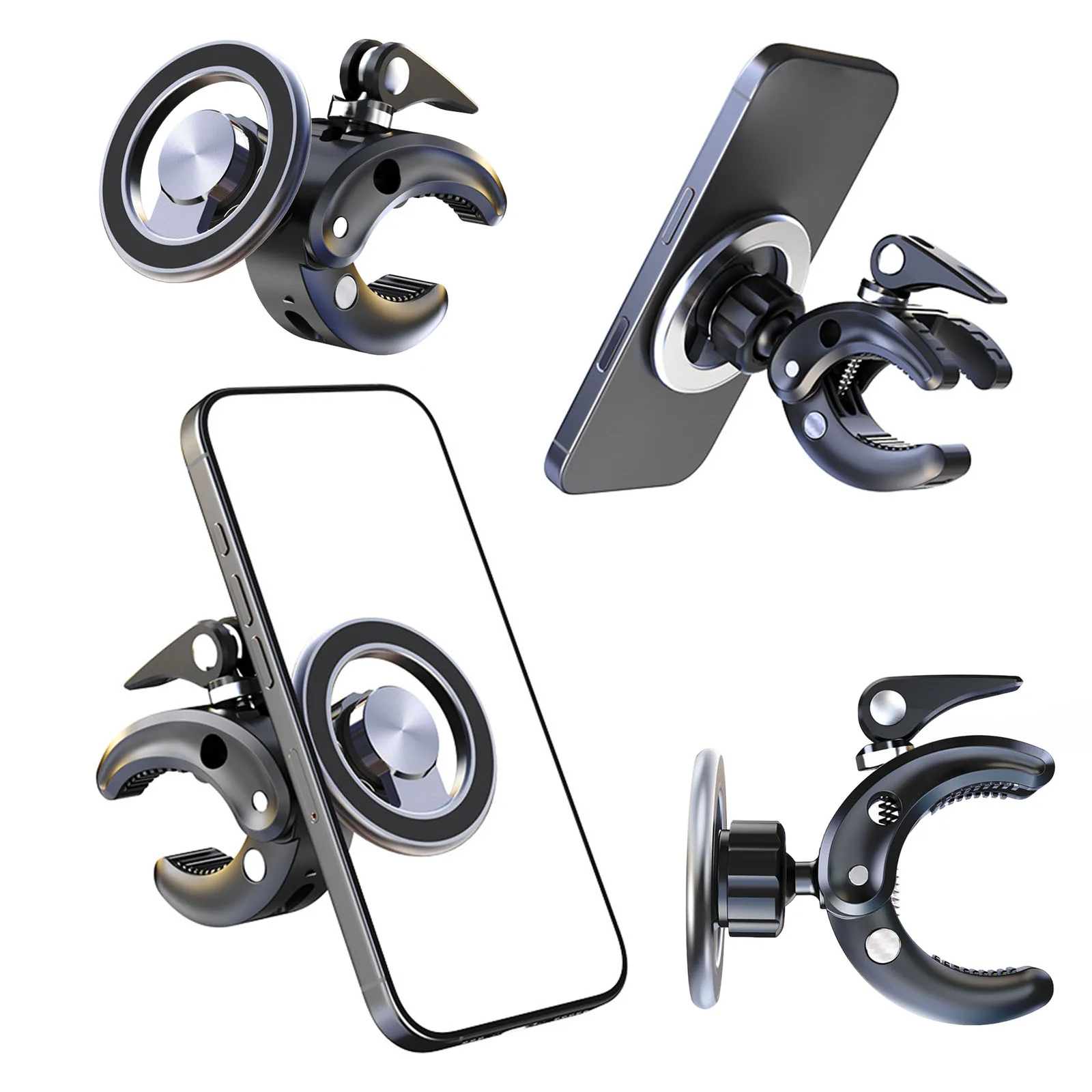 

Magnetic Phone Holder Clamp Mount 360 Rotation Mobile Phone Bracket for Gym Spin Bike Treadmill Stroller Golf Cart