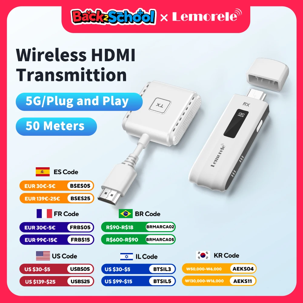 Lemorele Wireless HDMI Video Trasmettitore e Ricevitore Extender Kit Display Adattatore Dongle per TV Monitor Proiettore Interruttore PC
