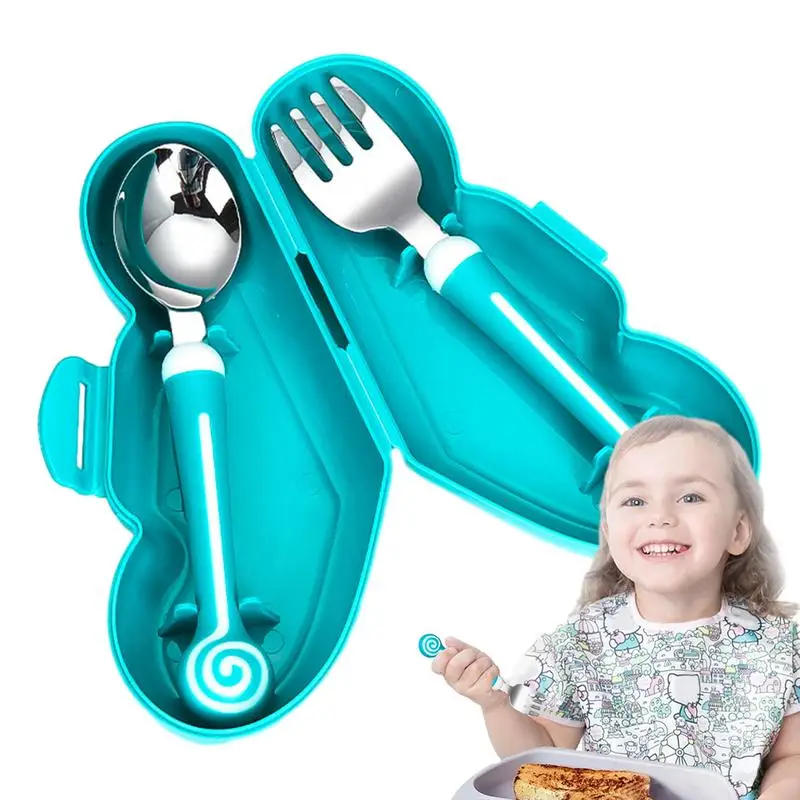 Baby Fork And Spoon Set Kids Spoons Baby Silverware Self Feeding Kids Spoons And Forks Dishwasher Safe Stainless Steel Kids