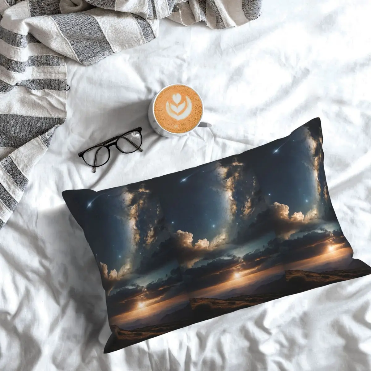 Starlit Sky Milky Way Starry Rectangle Pillowcase Cushion Cover Decorative Bedroom Bed Home Comfort Throw Pillow