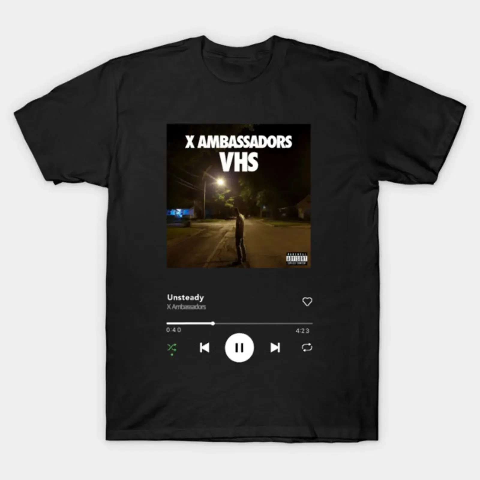 T-shirt Unsteady by X Ambassadors vintage délavé confortable pour homme, vêtements de créateur respirants unisexes extensibles polyvalents