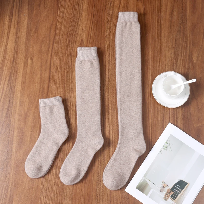 

Autumn And Winter Long Cashmere Stockings Warm Over-The-Knee Leggings Thick Wool High Elastic High Tube Women Socks