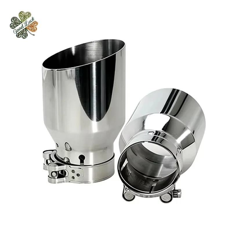 1 General-purpose stainless steel single-layer straight-edge angled outlet for car exhaust pipe - Car muffler tailpipe tail end